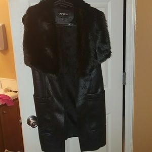 Faux fur trim vest